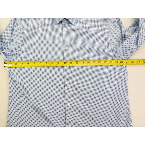 Ben Sherman Tailored Slim Fit Stretch Medium 5-15.5 32/33 Blue X Pattern Shirt - Picture 3 of 9